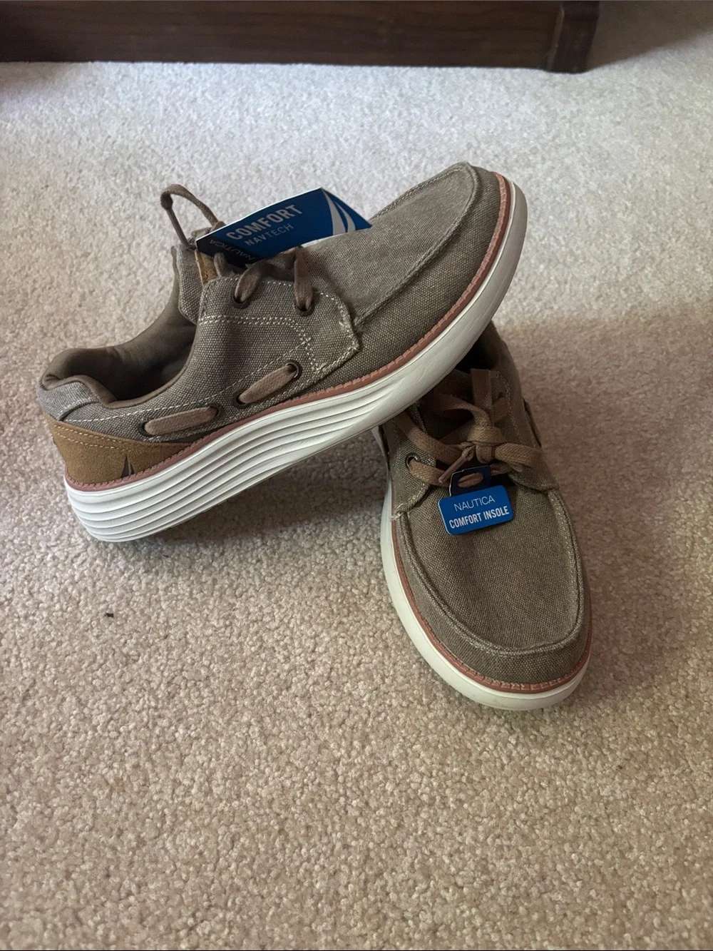 Nautica BarberCanvas Lace-Up Boat Shoes Tan Men’s Size 7